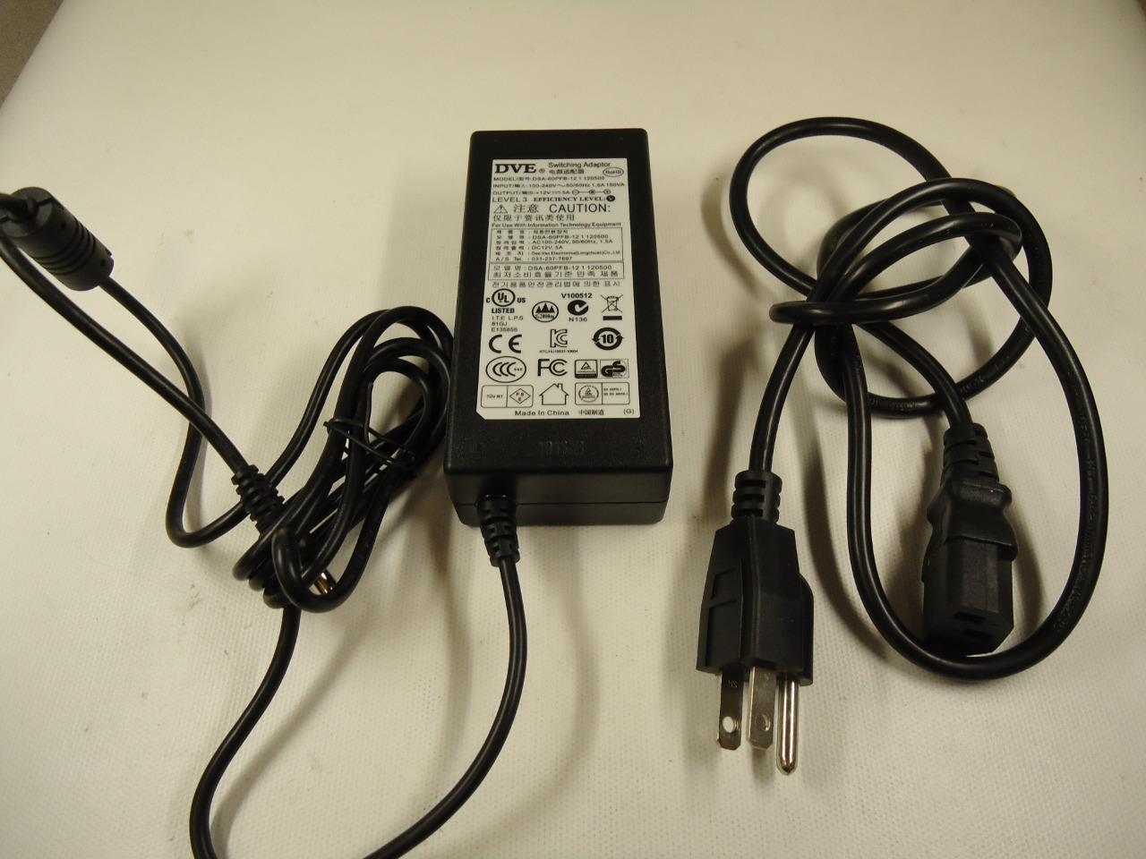 DVE DSA-60PFB-12 120500 Switching Monitor Power Supply with Power Cord New - Click Image to Close